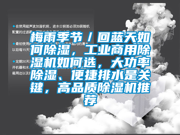 梅雨季節／回藍天如何除濕，工業商用除濕機如何選，大功率除濕、便捷排水是關鍵，高品質除濕機推薦